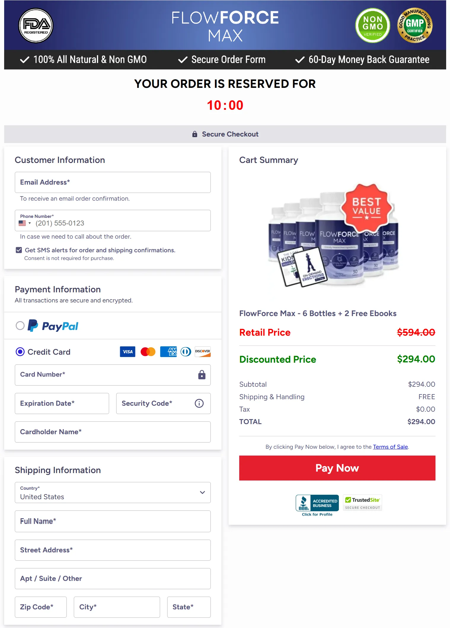 FlowForce Max checkout page